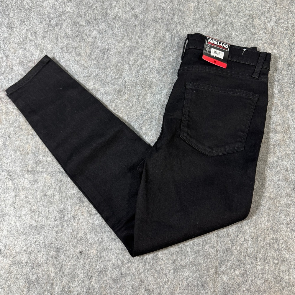 Kirkland Signature Womens High Rise Skinny Jeans Black Stretch Denim Size 8 NWT